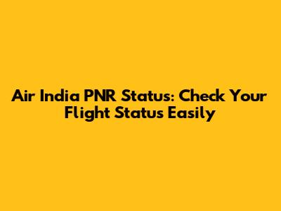 Air India PNR Status: Check Your Flight Status Easily