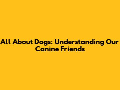 All About Dogs: Understanding Our Canine Friends