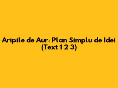 Aripile de Aur: Plan Simplu de Idei (Text 1 2 3)