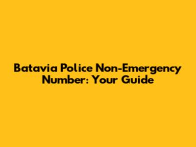 Batavia Police Non-Emergency Number: Your Guide