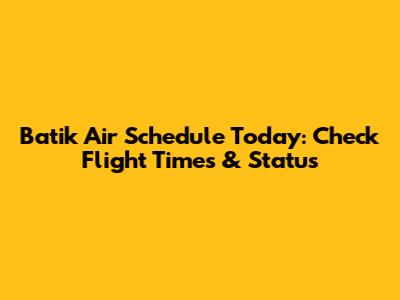 Batik Air Schedule Today: Check Flight Times & Status