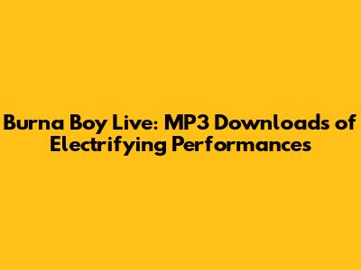 Burna Boy Live: MP3 Downloads of Electrifying Performances