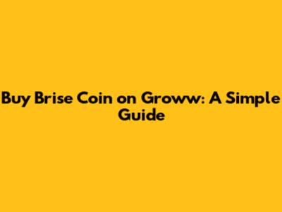 Buy Brise Coin on Groww: A Simple Guide