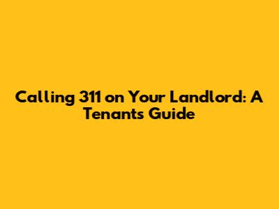 Calling 311 on Your Landlord: A Tenant's Guide