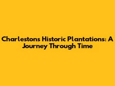 Charleston's Historic Plantations: A Journey Through Time
