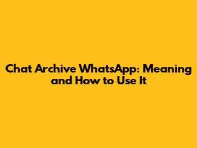 Chat Archive WhatsApp: Meaning and How to Use It