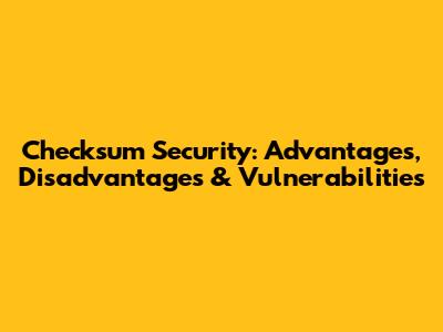 Checksum Security: Advantages, Disadvantages & Vulnerabilities