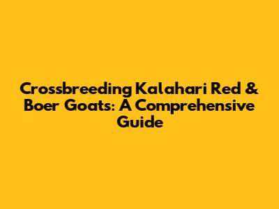 Crossbreeding Kalahari Red & Boer Goats: A Comprehensive Guide