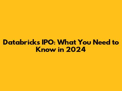 Databricks IPO: What You Need to Know in 2024
