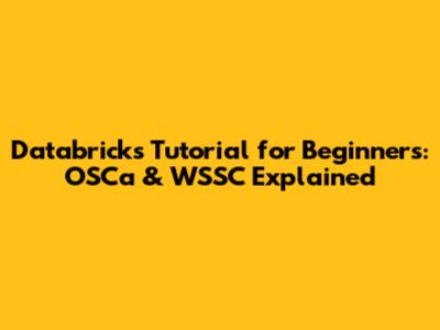Databricks Tutorial for Beginners: OSCa & WSSC Explained