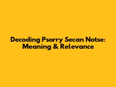 Decoding 'Psorry Secan Notse': Meaning & Relevance