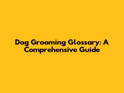 Dog Grooming Glossary: A Comprehensive Guide