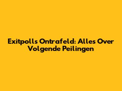 Exitpolls Ontrafeld: Alles Over Volgende Peilingen