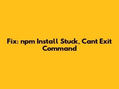 Fix: npm Install Stuck, Can't Exit Command