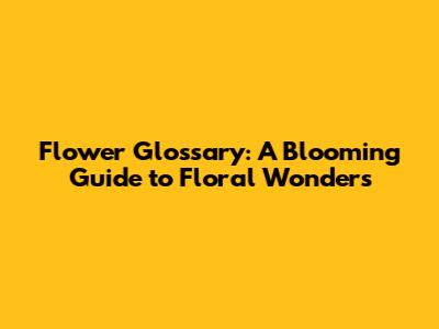 Flower Glossary: A Blooming Guide to Floral Wonders