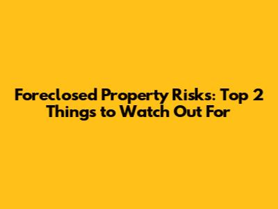 Foreclosed Property Risks: Top 2 Things to Watch Out For