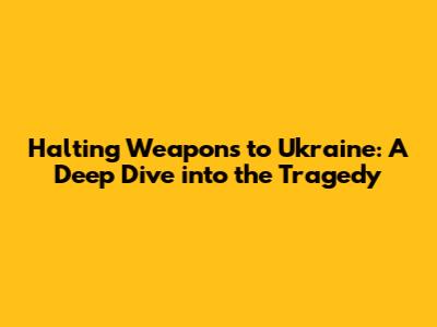 Halting Weapons to Ukraine: A Deep Dive into the Tragedy