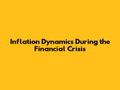 Inflation Dynamics During the Financial Crisis