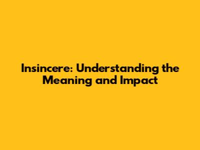 Insincere: Understanding the Meaning and Impact