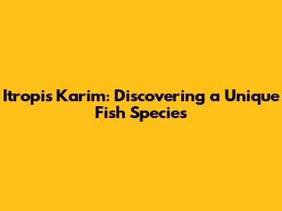Itropis Karim: Discovering a Unique Fish Species