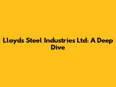 Lloyds Steel Industries Ltd: A Deep Dive