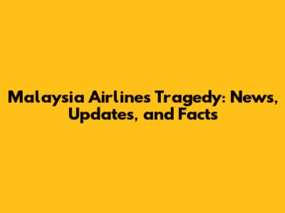 Malaysia Airlines Tragedy: News, Updates, and Facts