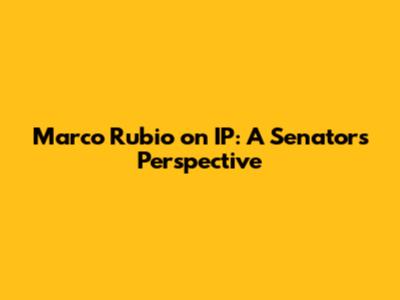 Marco Rubio on IP: A Senator's Perspective