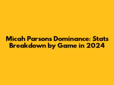 Micah Parsons' Dominance: Stats Breakdown by Game in 2024