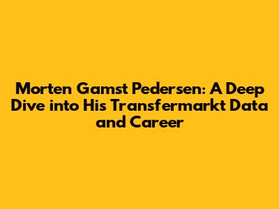 Morten Gamst Pedersen: A Deep Dive into His Transfermarkt Data and Career