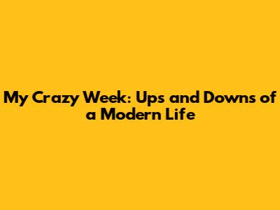 My Crazy Week: Ups and Downs of a Modern Life