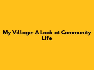 My Village: A Look at Community Life