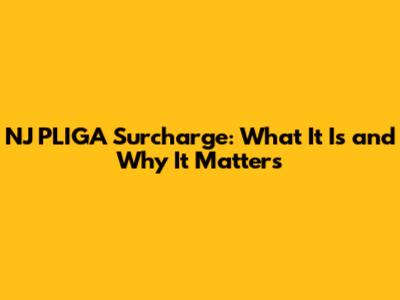 NJ PLIGA Surcharge: What It Is and Why It Matters
