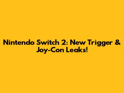 Nintendo Switch 2: New Trigger & Joy-Con Leaks!
