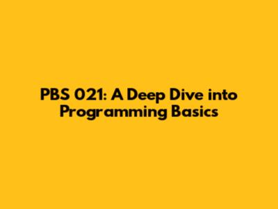 PBS 021: A Deep Dive into Programming Basics