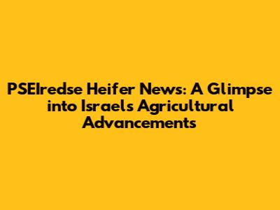 PSEIredse Heifer News: A Glimpse into Israel's Agricultural Advancements