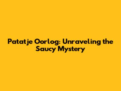 Patatje Oorlog: Unraveling the Saucy Mystery