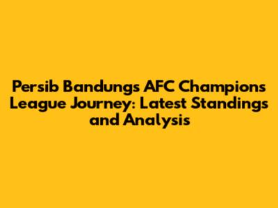Persib Bandung's AFC Champions League Journey: Latest Standings and Analysis