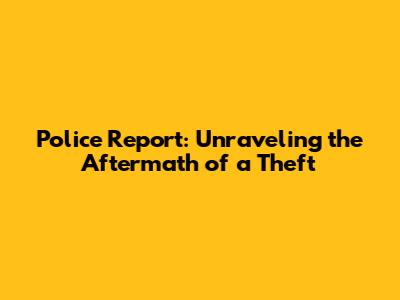 Police Report: Unraveling the Aftermath of a Theft