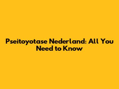 Pseitoyotase Nederland: All You Need to Know