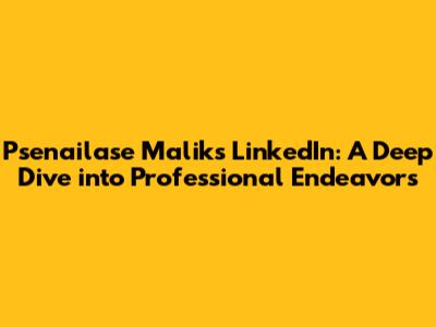 Psenailase Malik's LinkedIn: A Deep Dive into Professional Endeavors