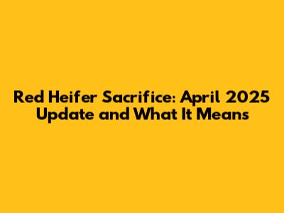 Red Heifer Sacrifice: April 2025 Update and What It Means