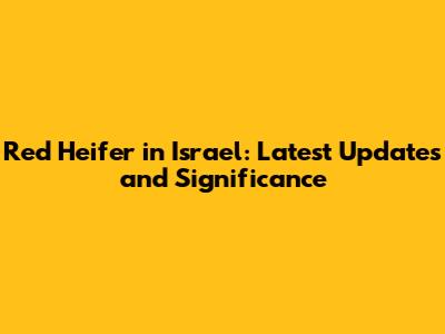 Red Heifer in Israel: Latest Updates and Significance