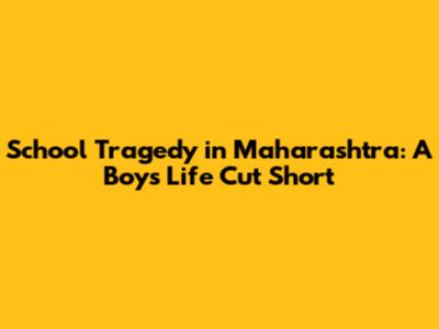School Tragedy in Maharashtra: A Boy's Life Cut Short