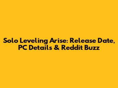 Solo Leveling Arise: Release Date, PC Details & Reddit Buzz