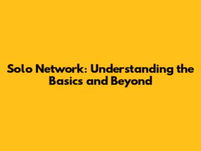 Solo Network: Understanding the Basics and Beyond