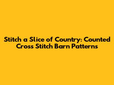 Stitch a Slice of Country: Counted Cross Stitch Barn Patterns