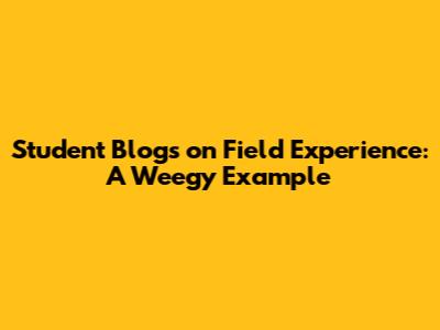 Student Blogs on Field Experience: A Weegy Example