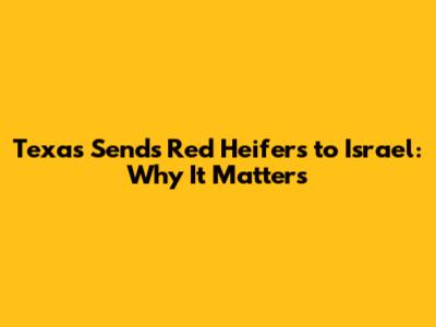 Texas Sends Red Heifers to Israel: Why It Matters