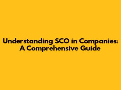 Understanding SCO in Companies: A Comprehensive Guide