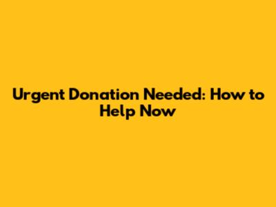 Urgent Donation Needed: How to Help Now